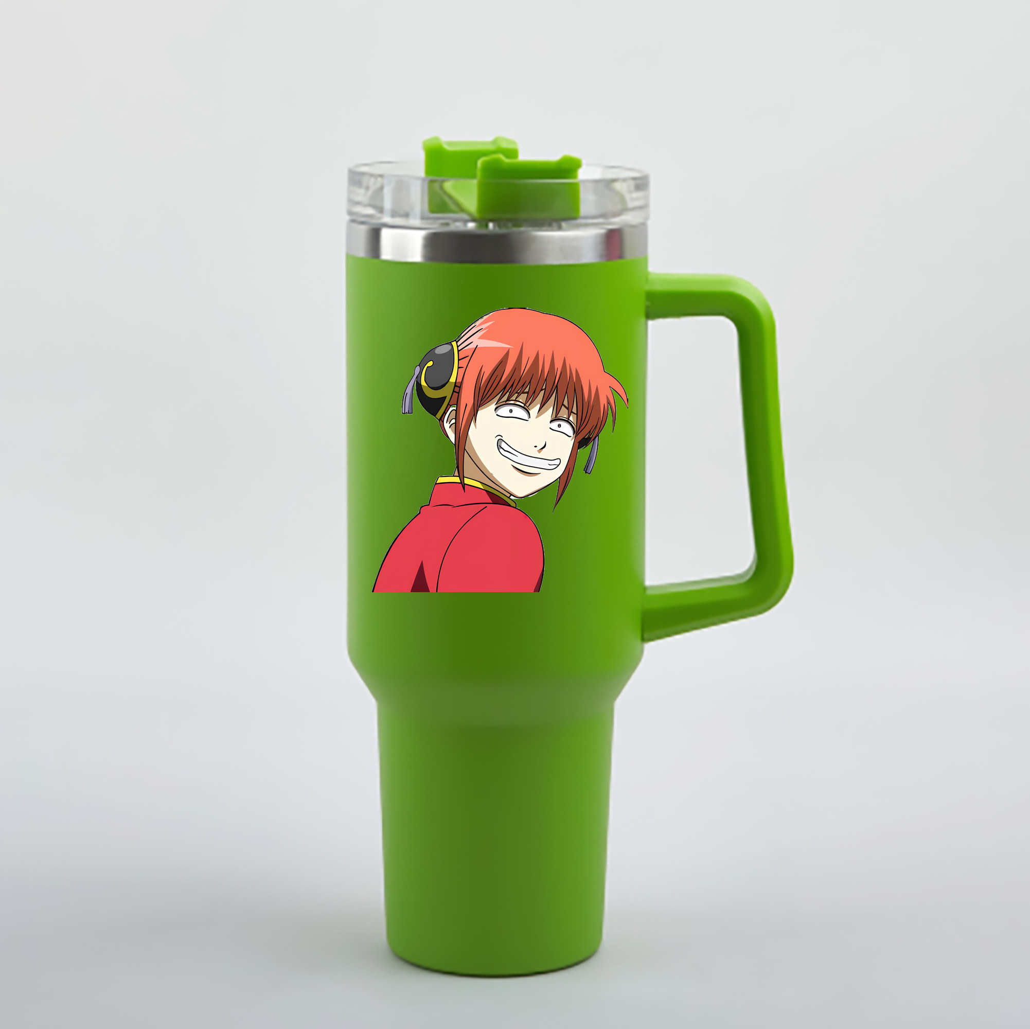 （画像用） ぎんたま 坂田銀時（さかたぎんとき） 神楽 志村新八（しむら しんぱち） GINTAMA Sakata Gintoki Kagura Shimura Shinpachi 1200mL車用タンブラー - クリスタルステッカー（プラスチックストロー付き）